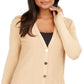 Cardigan Duster com botões frontais e nervuras JM Collection, marrom, tamanho XS