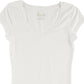 Blusa lisa de malha elástica macia com decote em V Aveto Junior, branca, tamanho extragrande