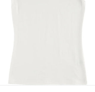 Blusa lisa de malha elástica macia com decote em V Aveto Junior, branca, tamanho extragrande