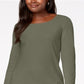 Karen Scott Blusa Feminina de Algodão com Decote Redondo Verde Tamanho Pequeno Médio