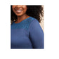 Top de maternidade plus size com detalhes de manga para mulheres, tamanho 3X, azul
