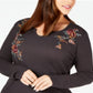 Blusa térmica bordada plus size feminina Style &amp; Co, cinza, tamanho 0X
