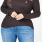 Blusa térmica bordada plus size feminina Style &amp; Co, cinza, tamanho 0X