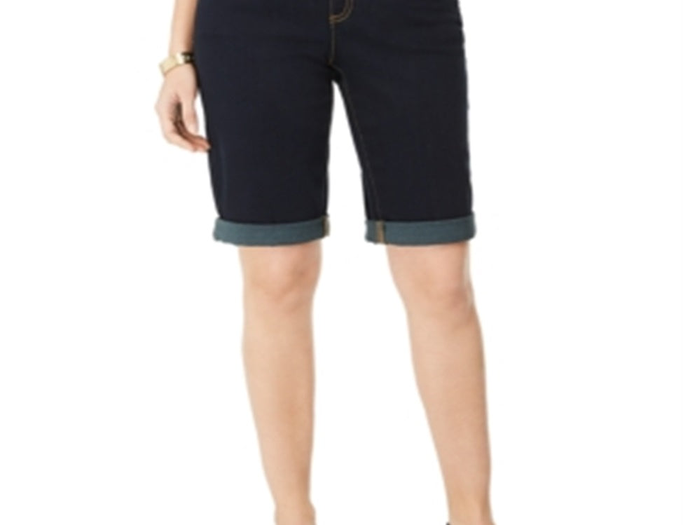 Shorts jeans femininos Curvy Fit Tikglo com punho, azul, tamanho 0, da INC International Concepts