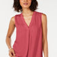 Alfani Regata Feminina Sem Mangas Gola V Vermelha Tamanho X-G