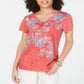 Camiseta com estampa gráfica pequena Style &amp; Co, vermelha, tamanho pequeno XL