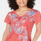 Camiseta com estampa gráfica pequena Style &amp; Co, vermelha, tamanho pequeno XL