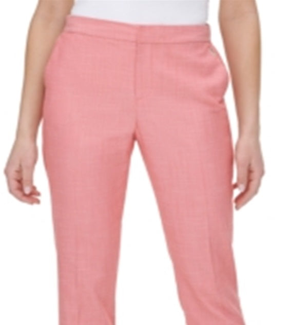 Calça Tommy Hilfiger Feminina Coral com Zíper e Bolso, Cintura Elástica, Parcialmente Skinny, Rosa, Tamanho 4