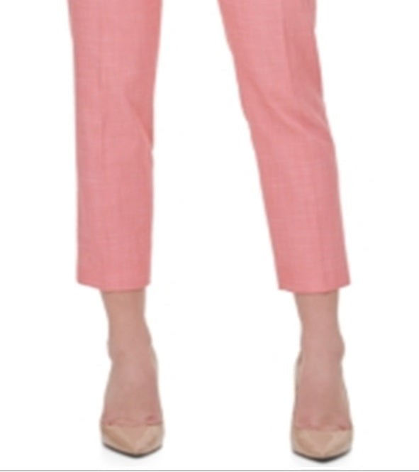Calça Tommy Hilfiger Feminina Coral com Zíper e Bolso, Cintura Elástica, Parcialmente Skinny, Rosa, Tamanho 4