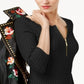 Suéter feminino com zíper frontal da INC International Concepts, preto, tamanho G