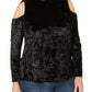One a Top de veludo com ombros descobertos feminino plus size preto tamanho 1X