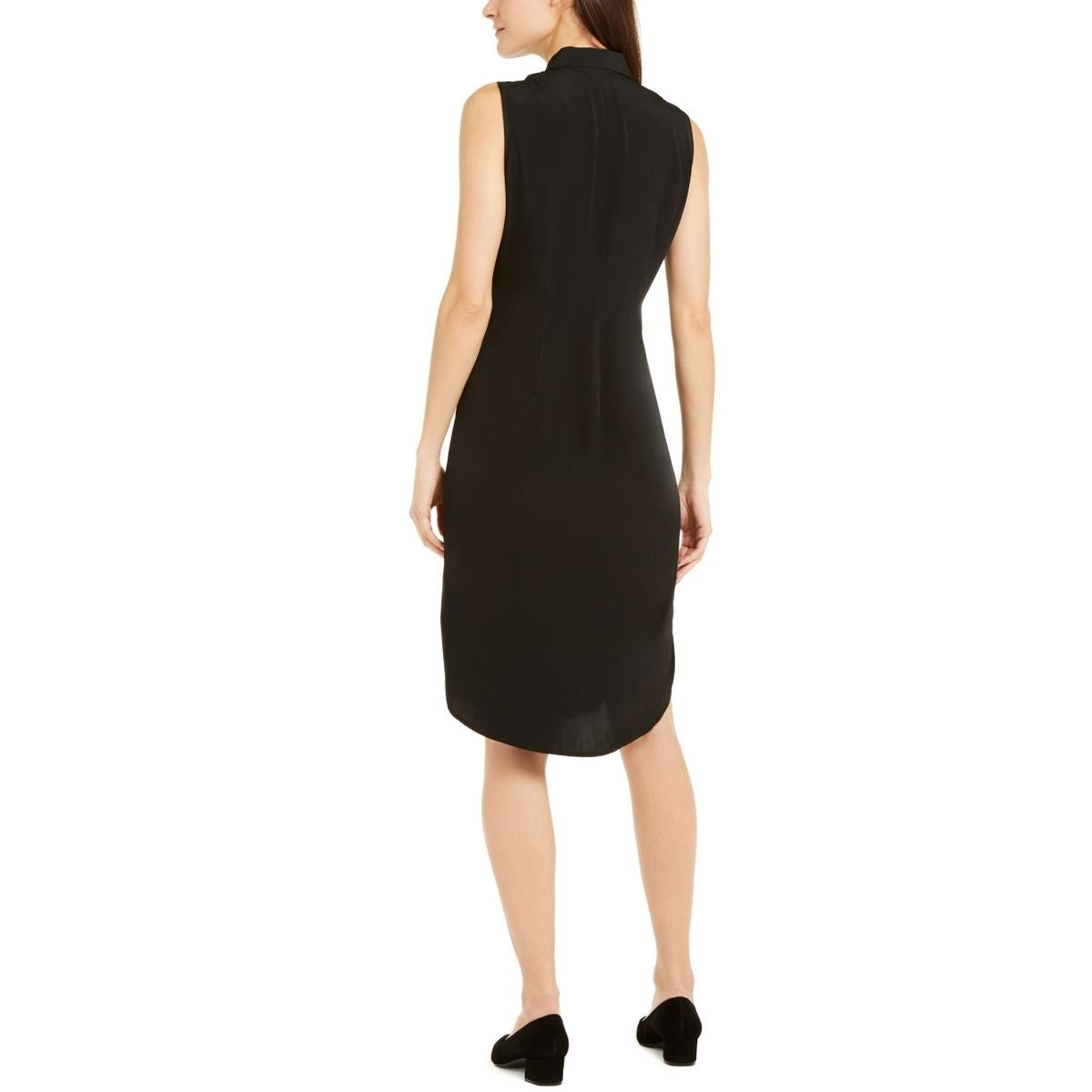 Vestido-camisa sem mangas Alfani feminino com amarração frontal, preto profundo, tamanho 16