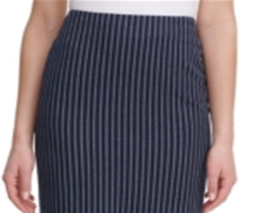 Tommy Hilfiger Saia Lápis Midnight Slim Listrada Feminina Azul Tamanho 12