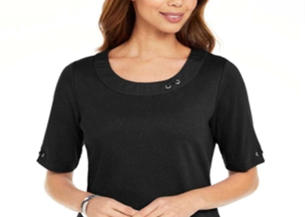 Karen Scott Top Feminino de Algodão com Argola Preto Tamanho P