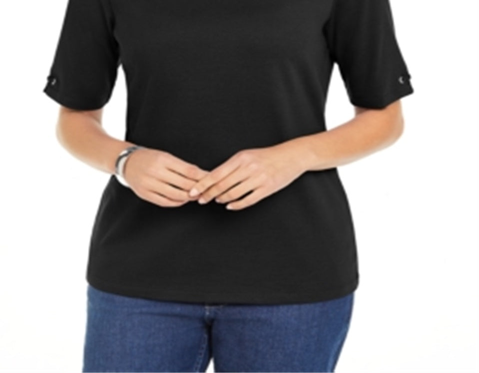 Karen Scott Top Feminino de Algodão com Argola Preto Tamanho P