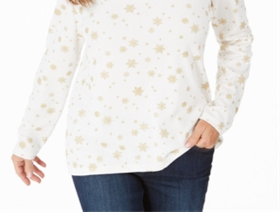 Karen Scott Blusa Feminina Petite Snowy Glory com Gola Alta Branca Tamanho Petite M