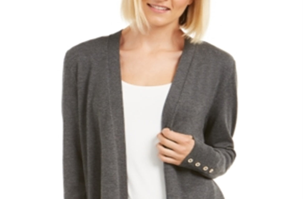 Cardigan feminino Charter Club com frente aberta, cinza, tamanho XX-G