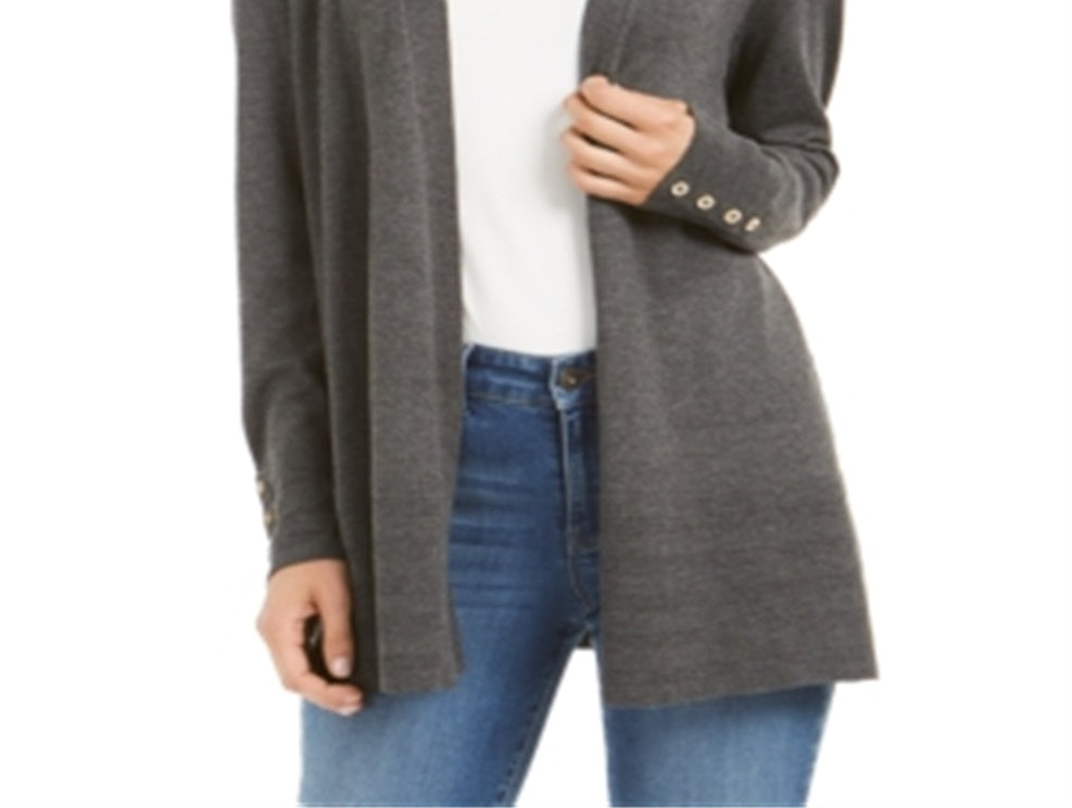 Cardigan feminino Charter Club com frente aberta, cinza, tamanho XX-G