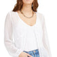 Cardigan feminino transparente de manga comprida aberto Bar III, tamanho grande, branco