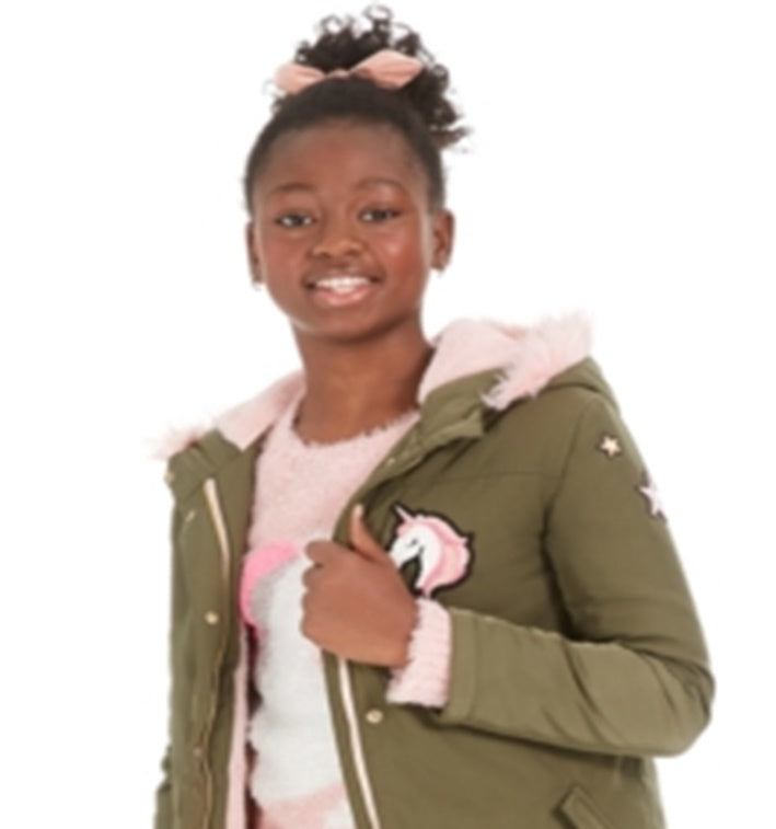 Jaqueta Epic Threads Big Girl's Unicorn Patch Verde Tamanho X-Grande