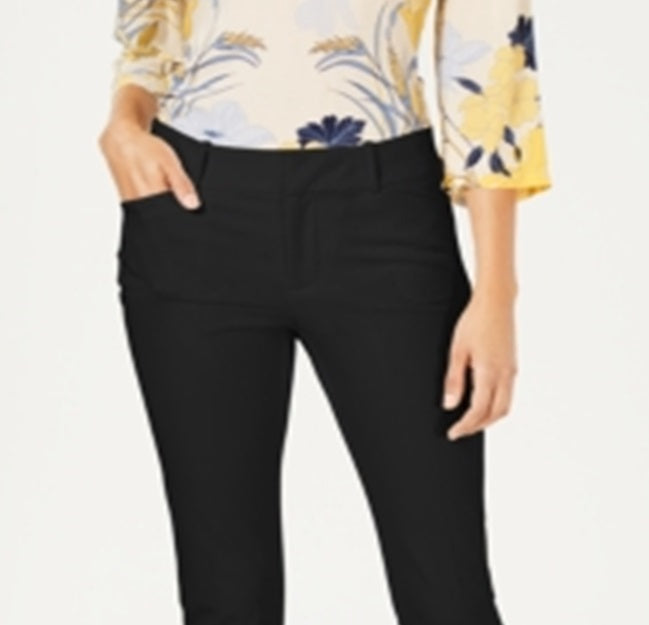 Calça feminina Charter Club Solid Newport Slim Leg Preta Tamanho 6 Petite