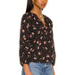 1.STATE Camisa feminina floral com botões, preta, tamanho 1X