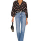 1.STATE Camisa feminina floral com botões, preta, tamanho 1X