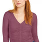 Blusa feminina Bar III com decote em V e franzido frontal, roxa, tamanho GG