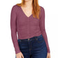Blusa feminina Bar III com decote em V e franzido frontal, roxa, tamanho GG