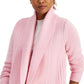 Cardigan Charter Club com gola xale e frente aberta, rosa, tamanho XS