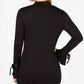 Cardigan feminino Charter Club Petite com punhos amarrados, preto, tamanho combinado, pequeno, grande