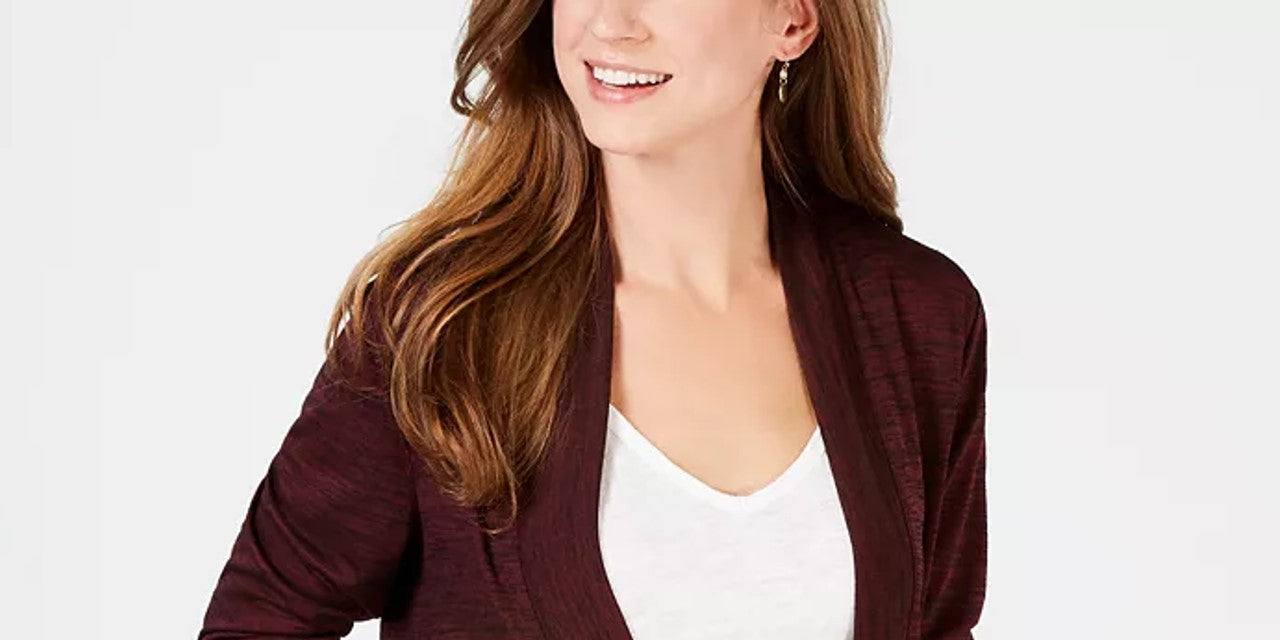 Cardigan feminino Charter Club Petite com punhos amarrados, preto, tamanho combinado, pequeno, grande