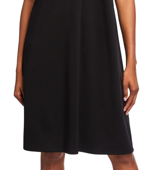 Vestido Eileen Fisher Feminino Plus Size com Decote em V Preto Tamanho 2X