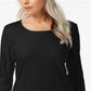 Karen Scott Blusa Feminina Decote Redondo Preta Tamanho M