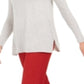 Suéter feminino de cashmere com trama lateral Charter Club, tamanho médio, prateado
