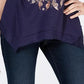 Blusa feminina estilo lenço com estampa metálica, azul marinho, tamanho G