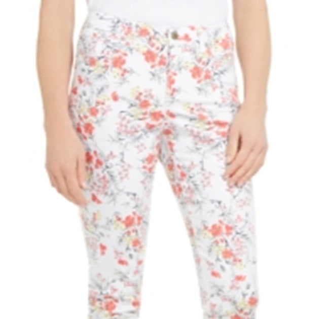 Calça jeans Capri Bristol com estampa floral feminina Charter Club, branca, tamanho 10