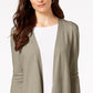 Cardigan feminino Charter Club com frente aberta, cinza, tamanho pequeno