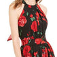 Vestido longo feminino com estampa floral e alças finas, preto, tamanho 4, da INC International Concepts