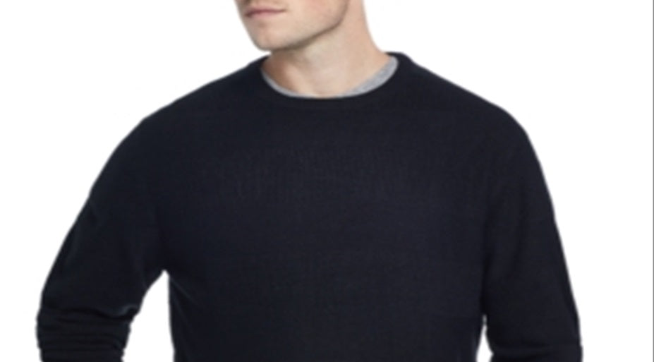 Suéter listrado masculino vintage à prova de intempéries com gola redonda, preto, tamanho médio