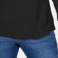 Camisa polo feminina Karen Scott manga 3/4 preta tamanho pequeno pequeno