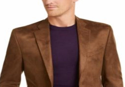 Blazer Ralph Lauren Masculino Camurça Sintética Ajuste Clássico Dois Botões Marrom Tamanho 46
