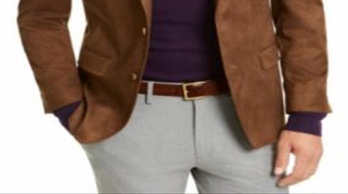 Blazer Ralph Lauren Masculino Camurça Sintética Ajuste Clássico Dois Botões Marrom Tamanho 46