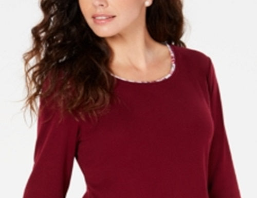 Karen Scott Blusa feminina xadrez lisa com aparência em camadas, vermelha, tamanho XS