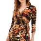 Vestido envelope falso com estampa de selva feminino da INC International Concepts, preto, tamanho pequeno GG