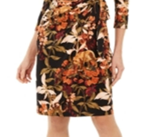 Vestido envelope falso com estampa de selva feminino da INC International Concepts, preto, tamanho pequeno GG