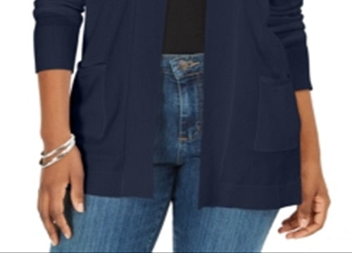 Karen Scott Cardigan Feminino Gola Pointelle Azul Tamanho Pequeno GG