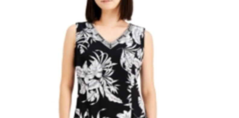Vestido feminino JM Collection Tropic Palapa com detalhes, preto, tamanho X-S
