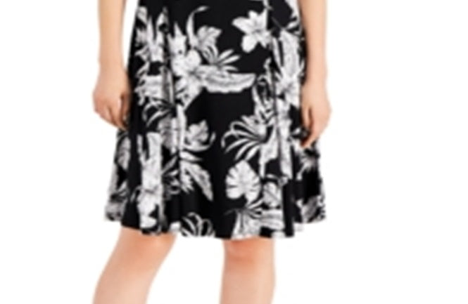Vestido feminino JM Collection Tropic Palapa com detalhes, preto, tamanho X-S