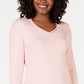 Blusa feminina Karen Scott de algodão com acabamento em botões, rosa, tamanho grande